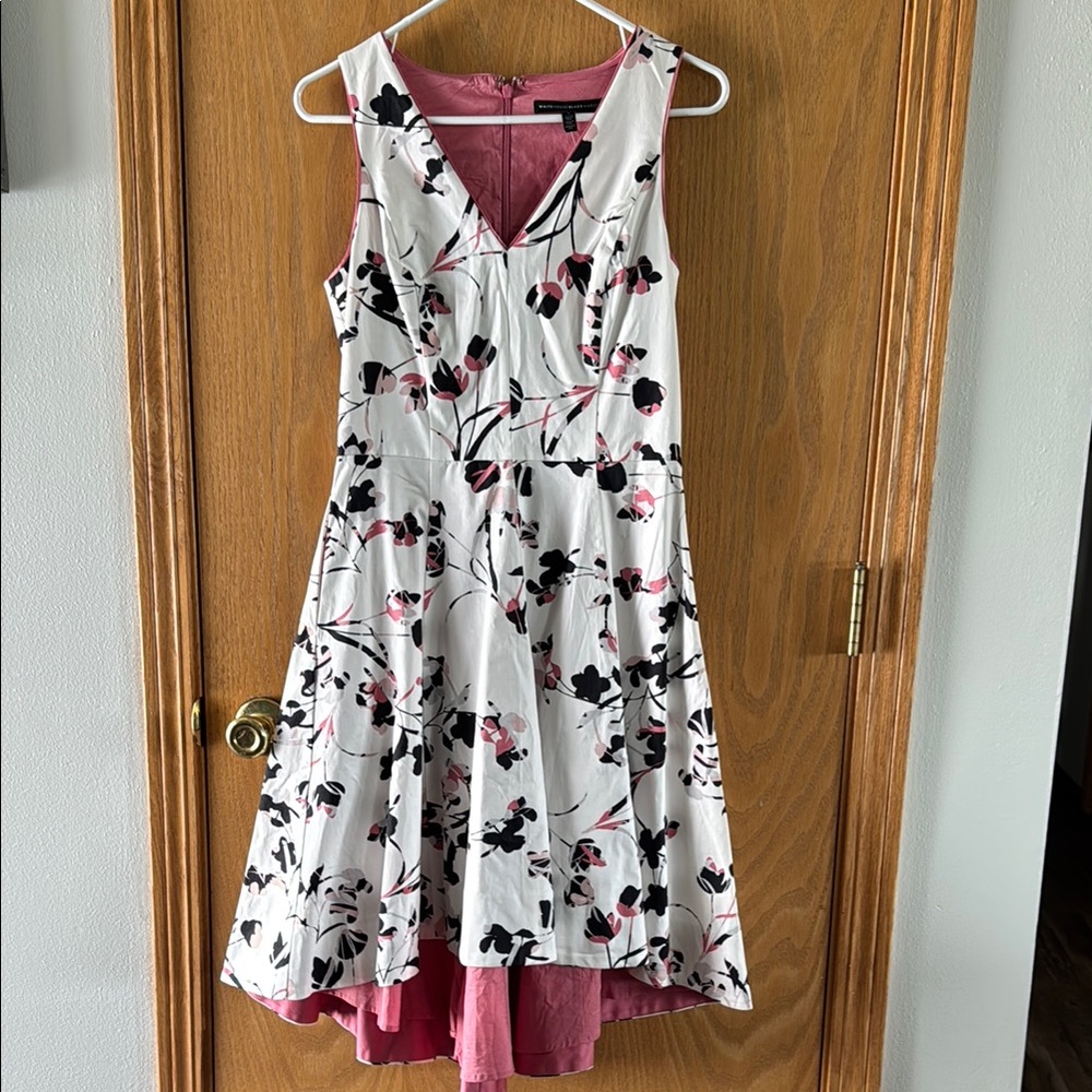 White House Black Market Floral Sleeveless Dress with Pink Lining